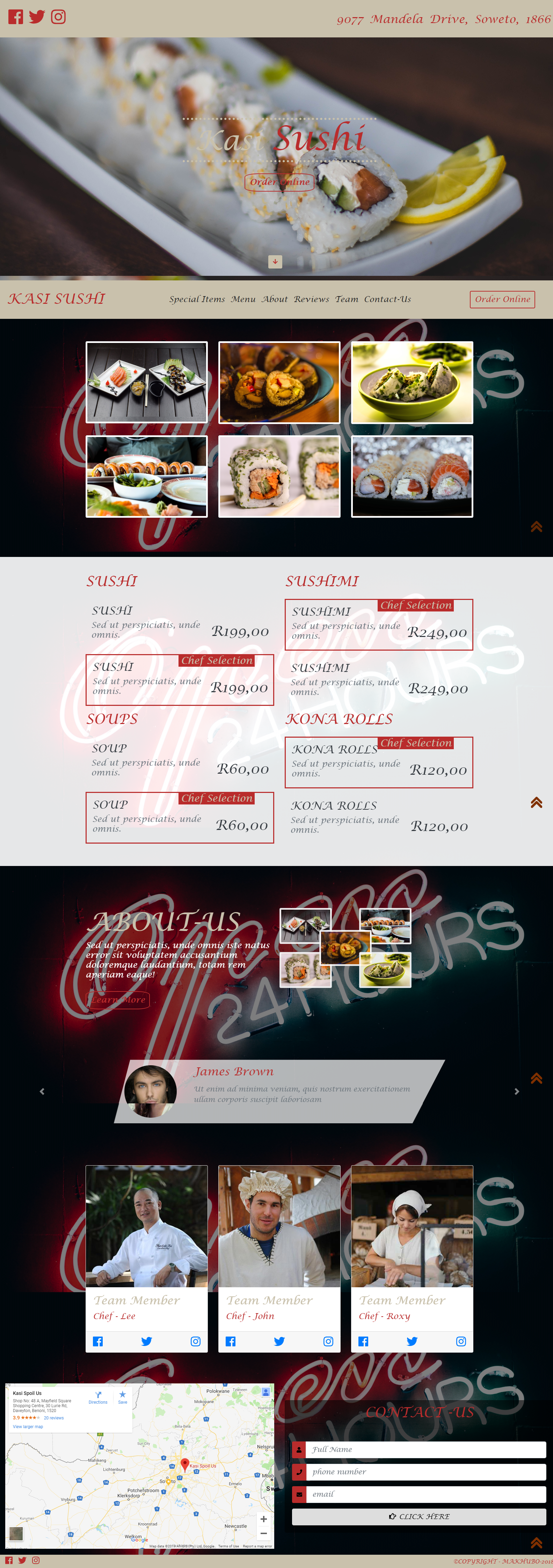 Sushi-Bar Web Template Full-Page